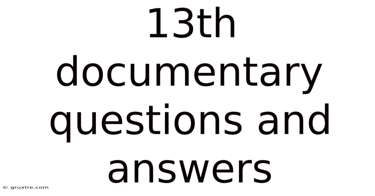 13th Documentary Questions And Answers