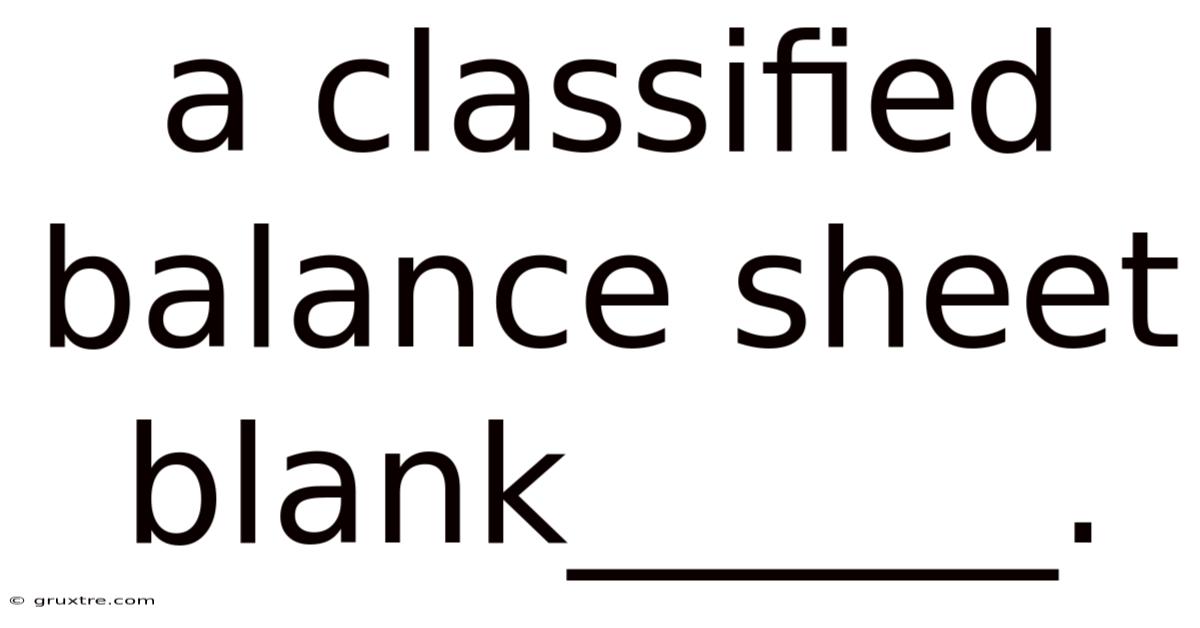 A Classified Balance Sheet Blank______.