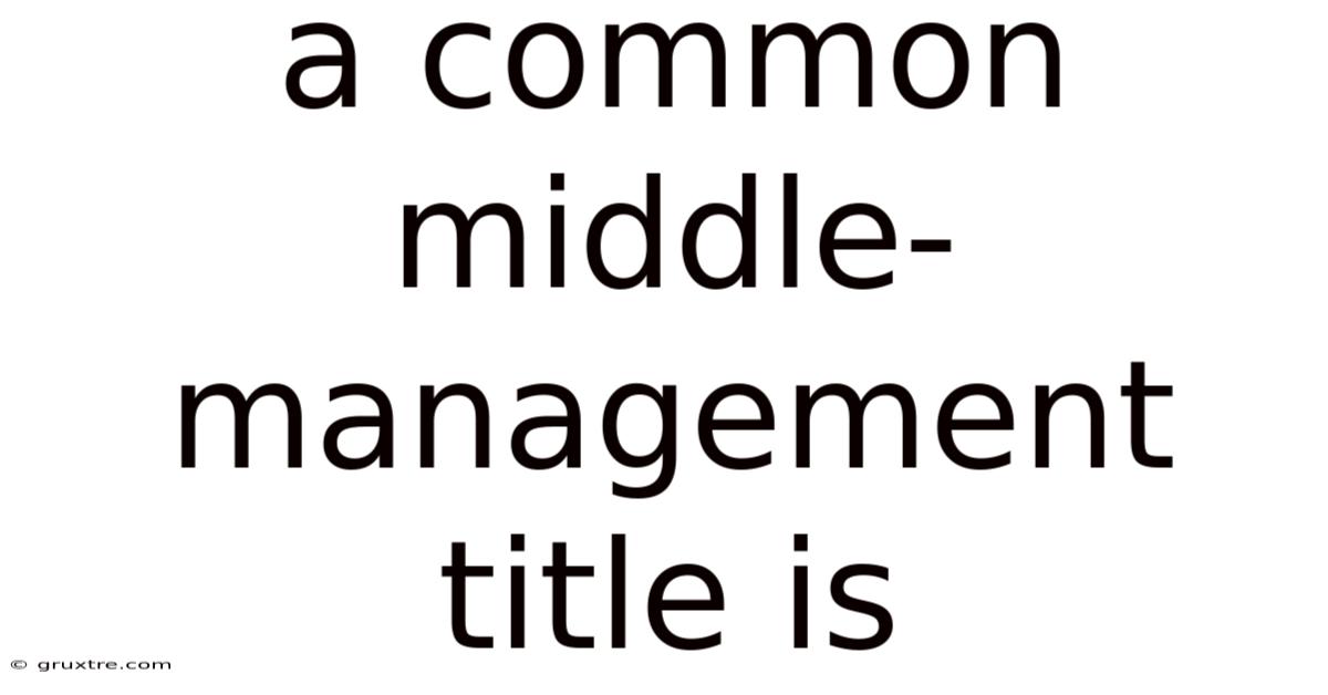A Common Middle-management Title Is