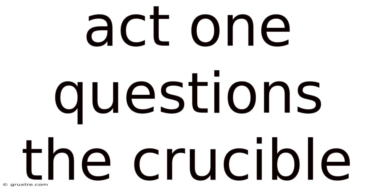 Act One Questions The Crucible