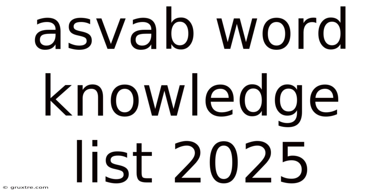 Asvab Word Knowledge List 2025