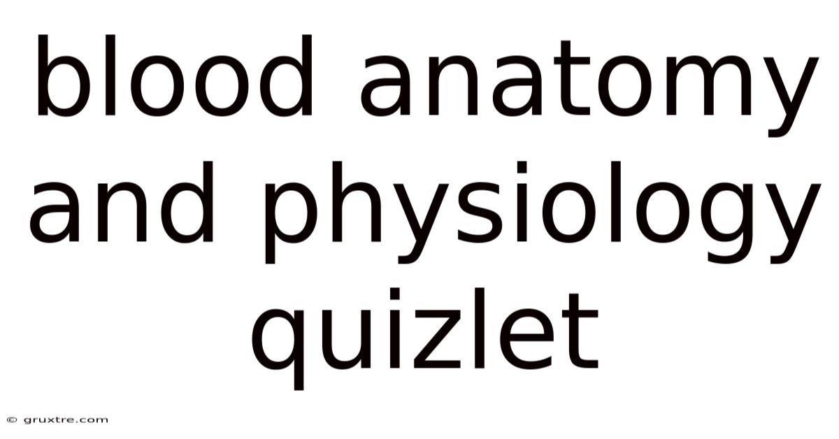 Blood Anatomy And Physiology Quizlet