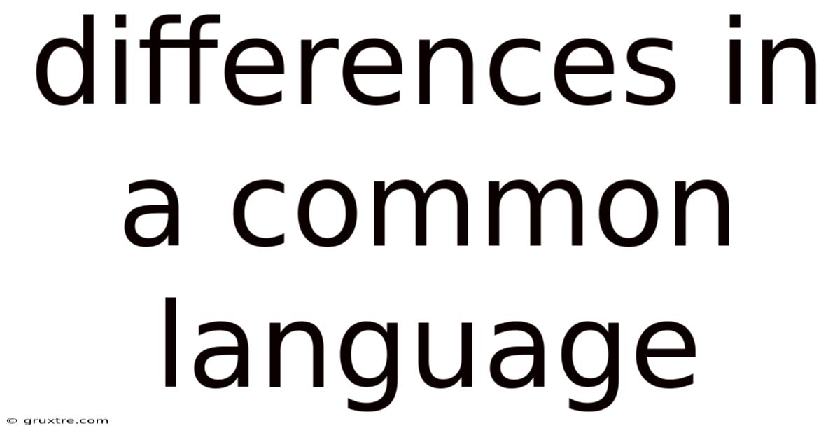 Differences In A Common Language