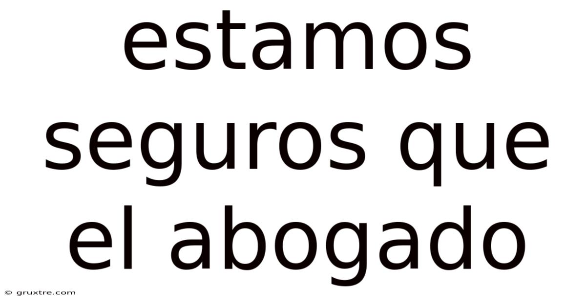 Estamos Seguros Que El Abogado