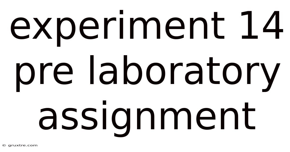 Experiment 14 Pre Laboratory Assignment