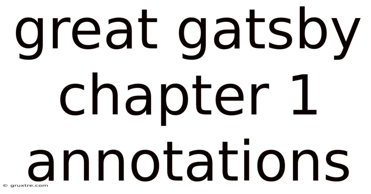 Great Gatsby Chapter 1 Annotations