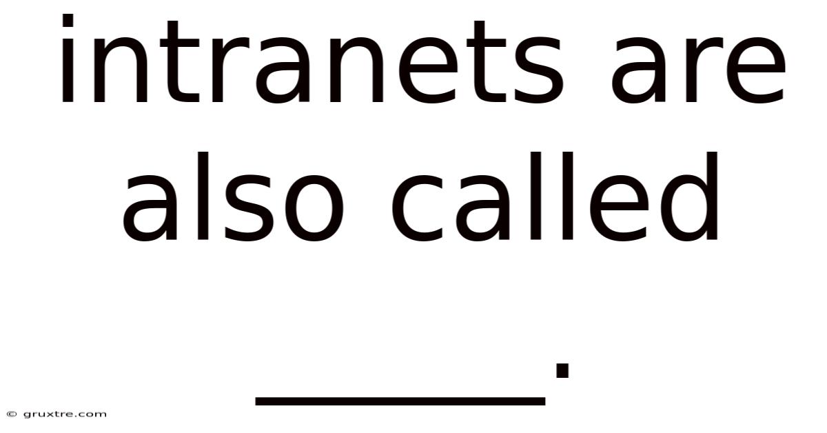 Intranets Are Also Called _____.