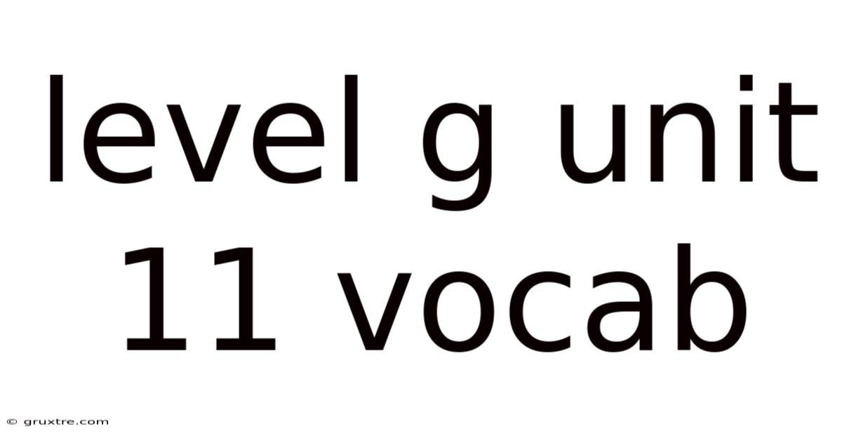 Level G Unit 11 Vocab