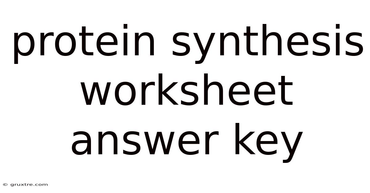 Protein Synthesis Worksheet Answer Key