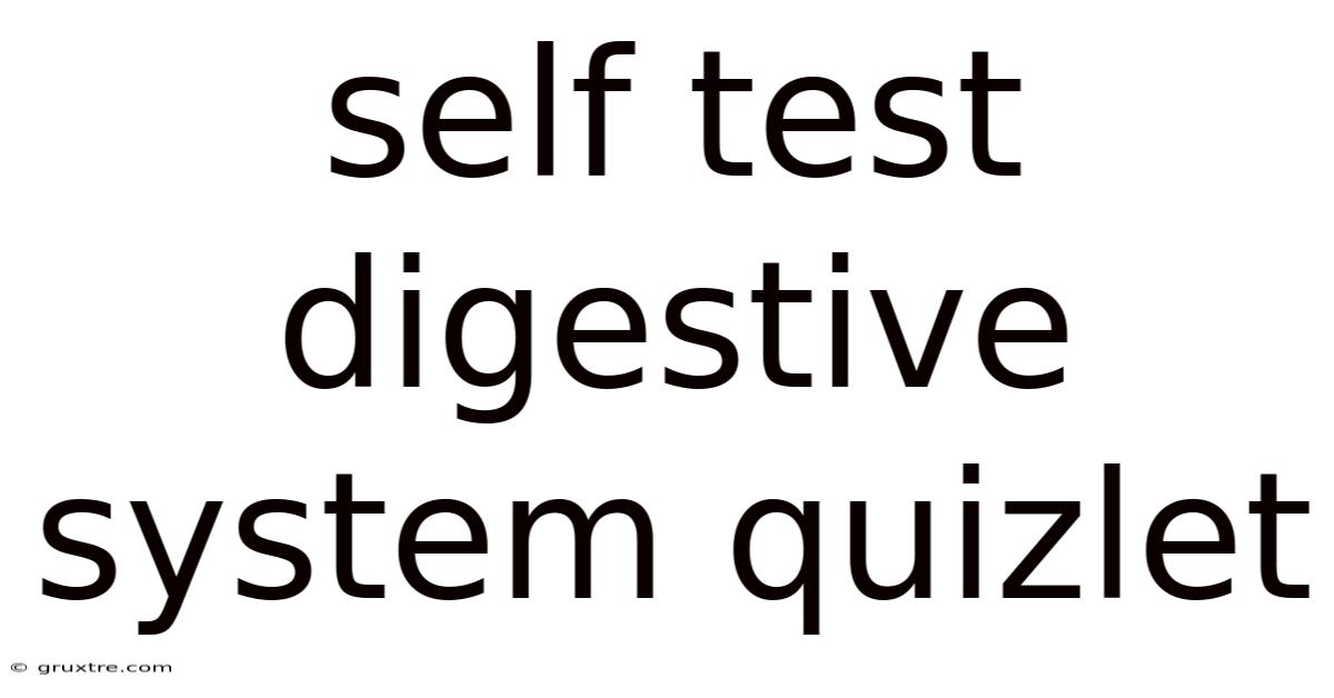 Self Test Digestive System Quizlet