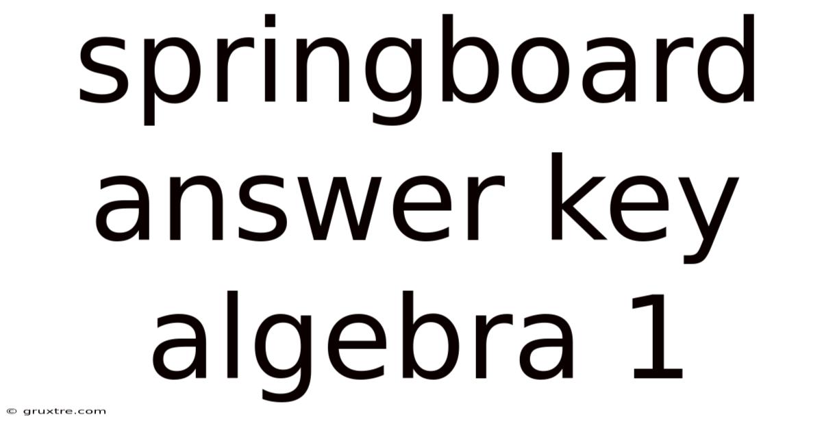 Springboard Answer Key Algebra 1