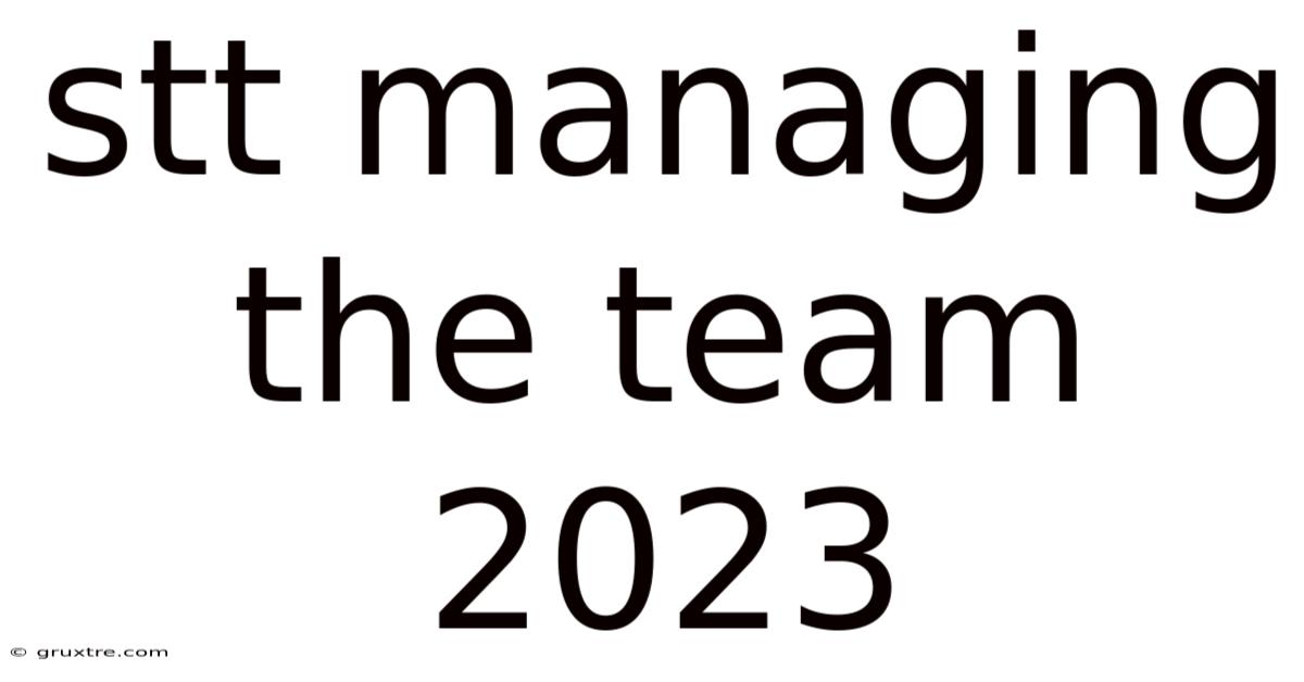 Stt Managing The Team 2023