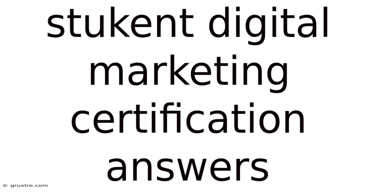 Stukent Digital Marketing Certification Answers