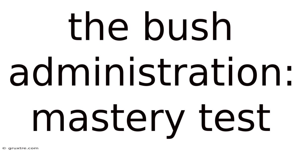 The Bush Administration: Mastery Test