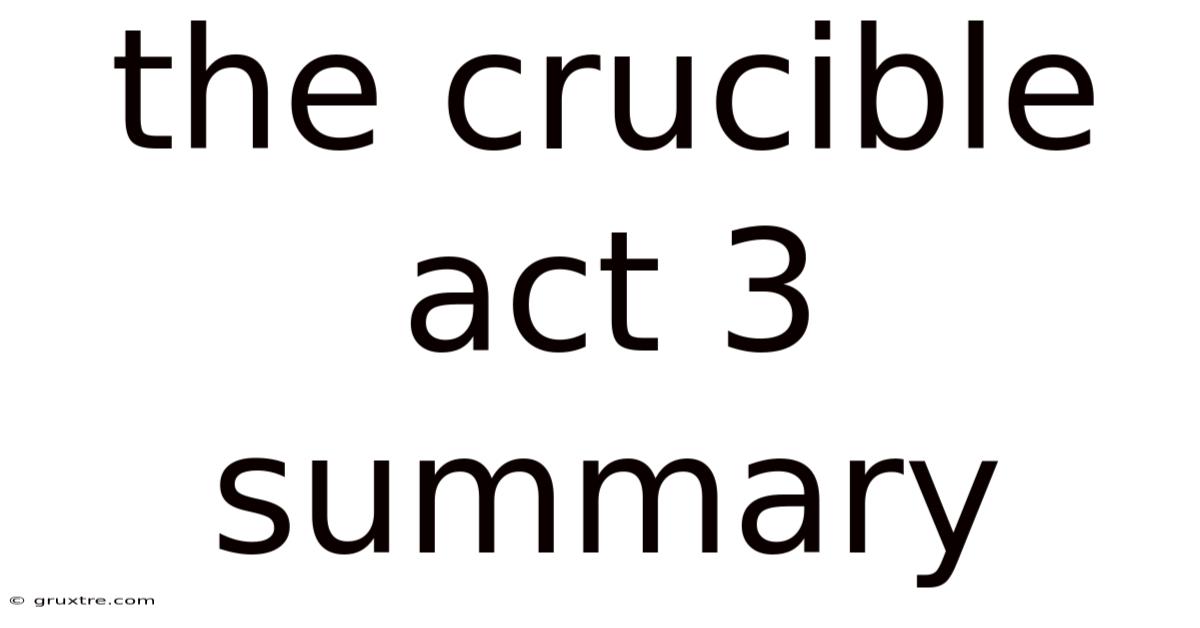 The Crucible Act 3 Summary