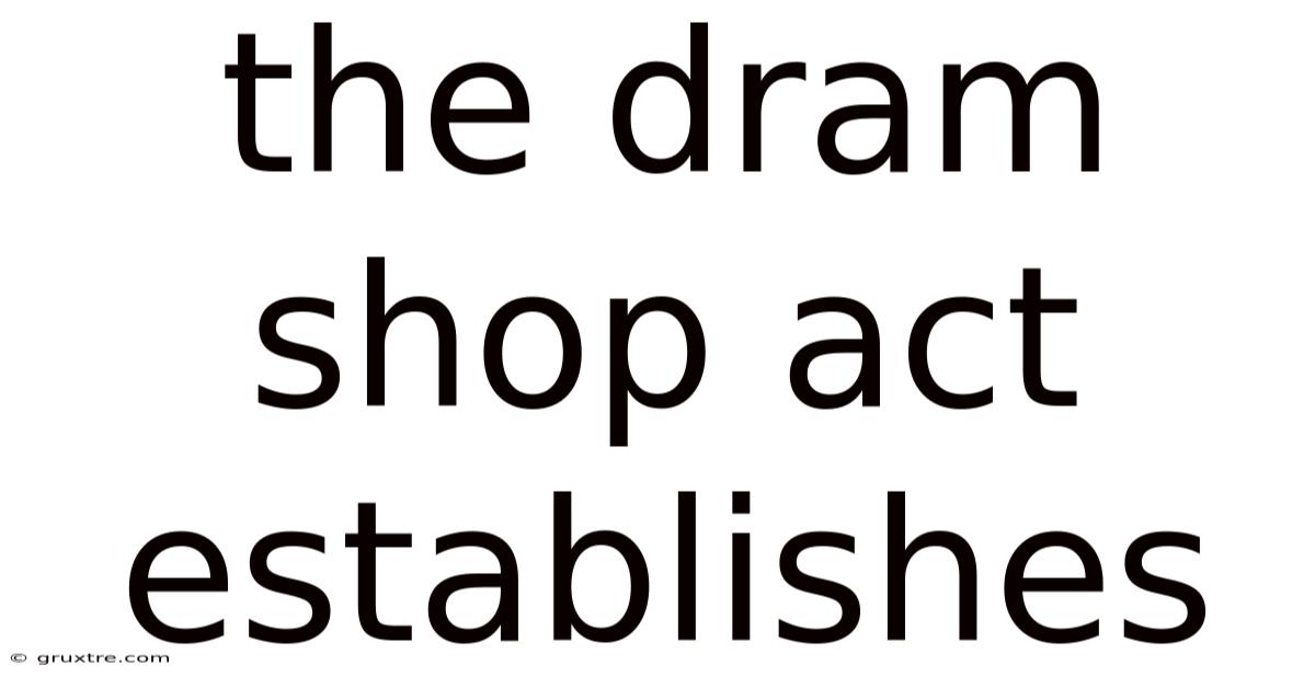 The Dram Shop Act Establishes