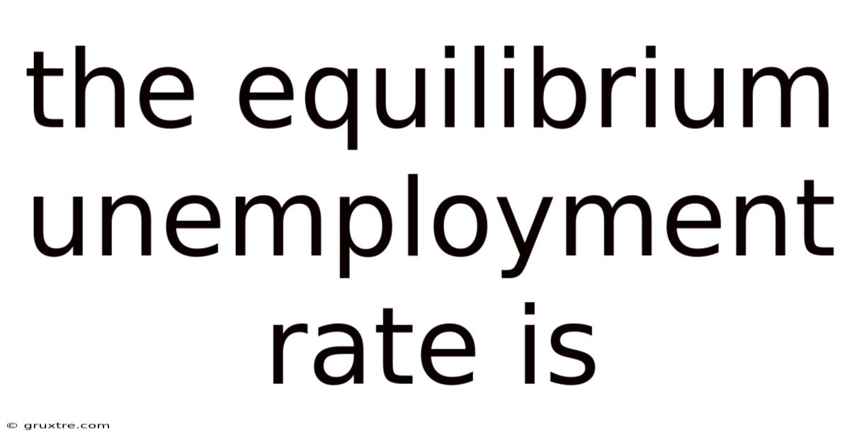 The Equilibrium Unemployment Rate Is