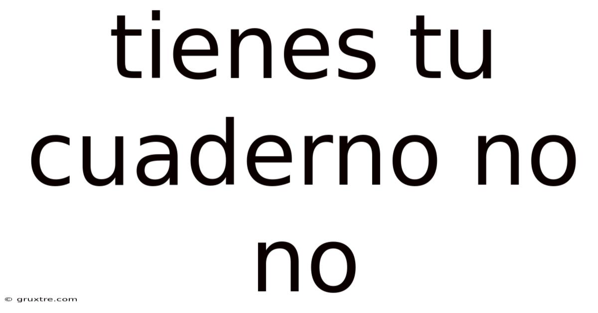 Tienes Tu Cuaderno No No