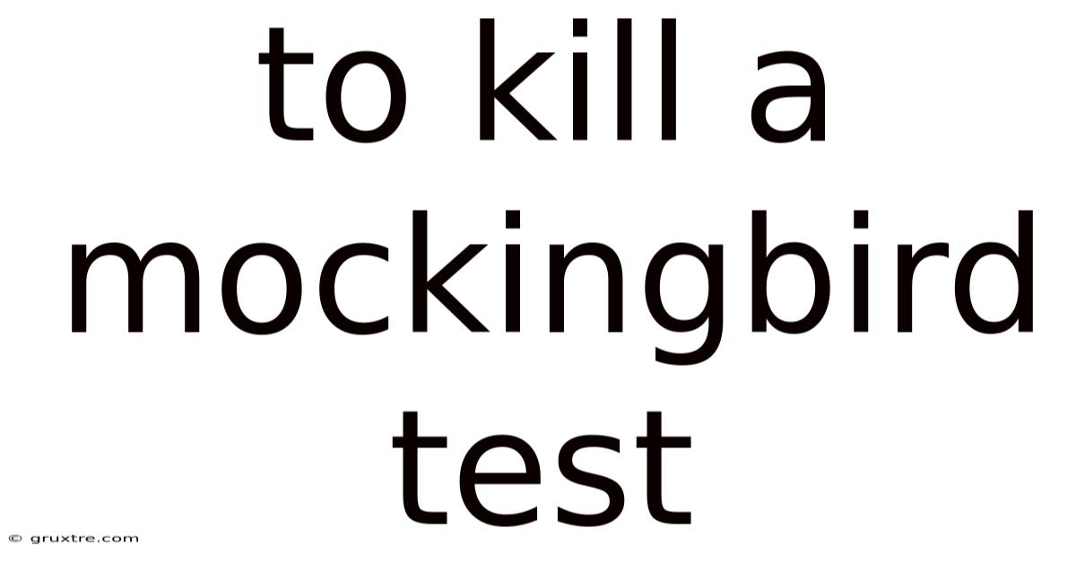 To Kill A Mockingbird Test