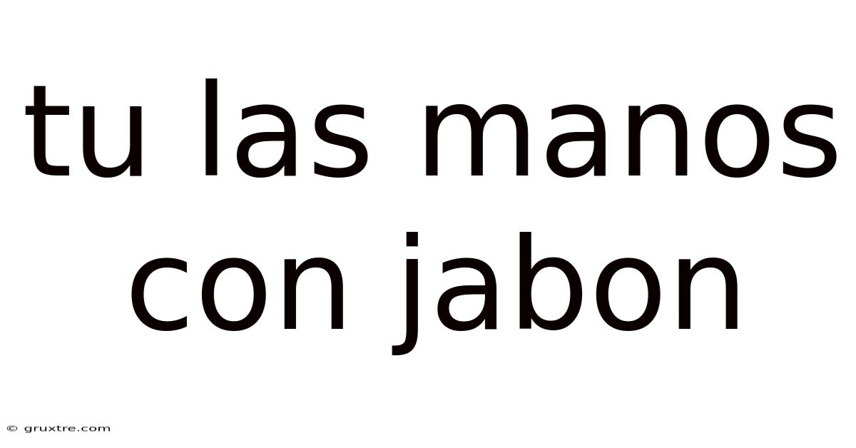 Tu Las Manos Con Jabon
