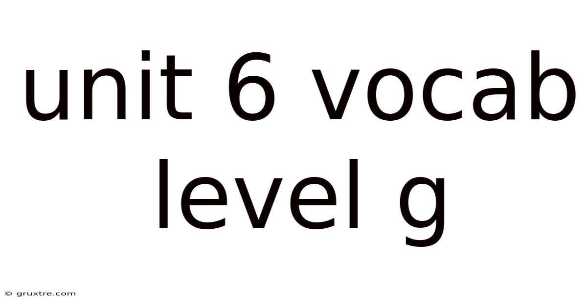 Unit 6 Vocab Level G