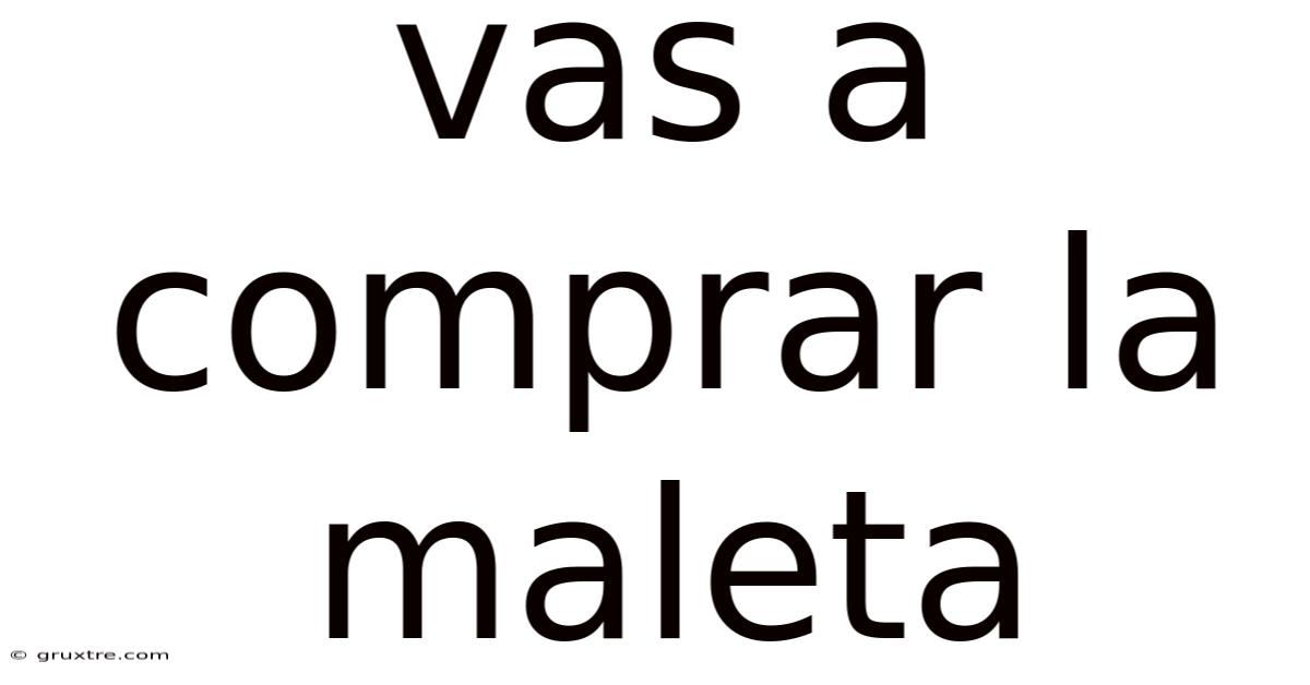 Vas A Comprar La Maleta