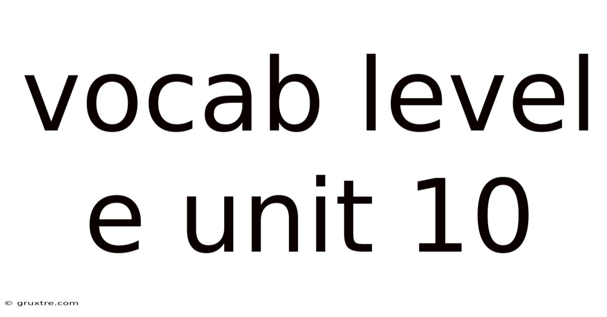 Vocab Level E Unit 10
