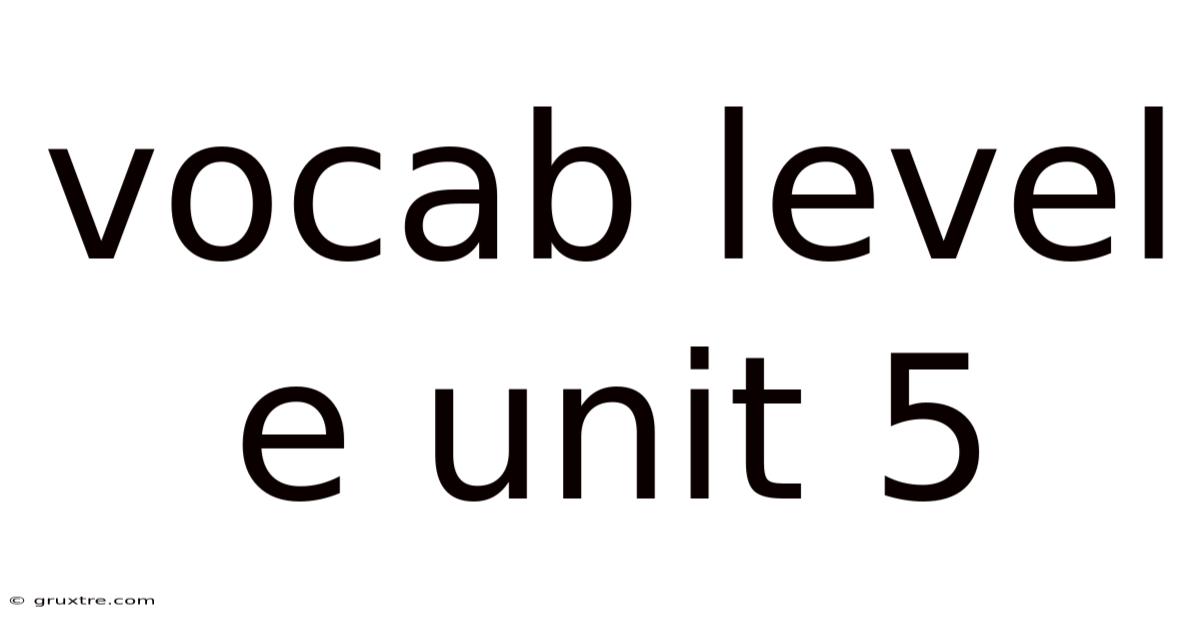 Vocab Level E Unit 5
