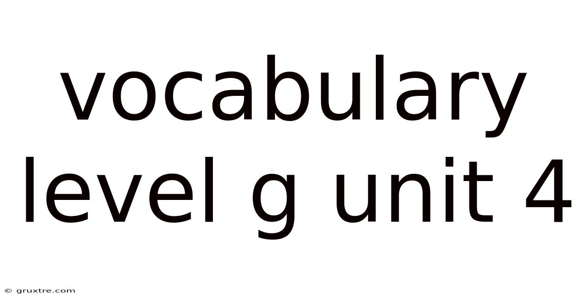 Vocabulary Level G Unit 4