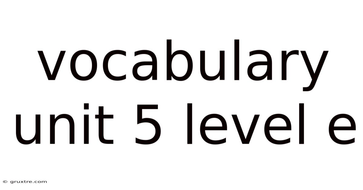 Vocabulary Unit 5 Level E