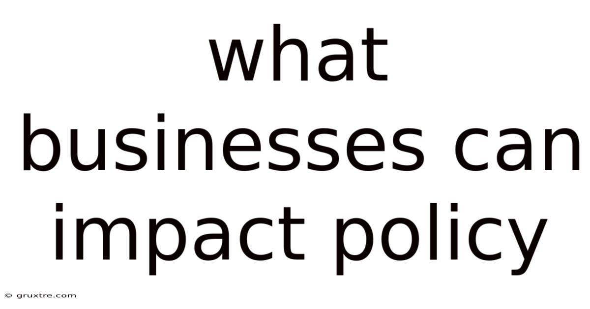 What Businesses Can Impact Policy