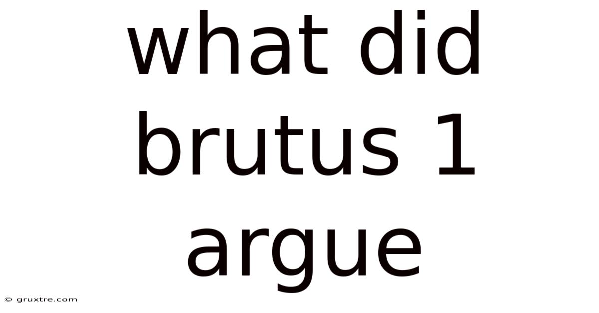 What Did Brutus 1 Argue