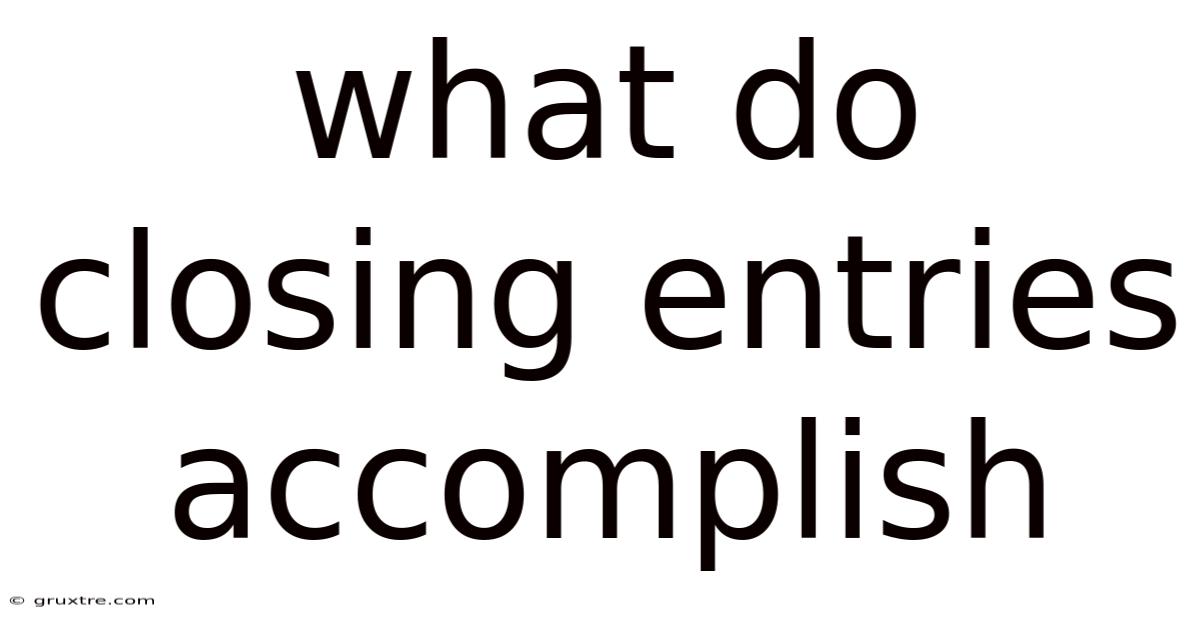 What Do Closing Entries Accomplish