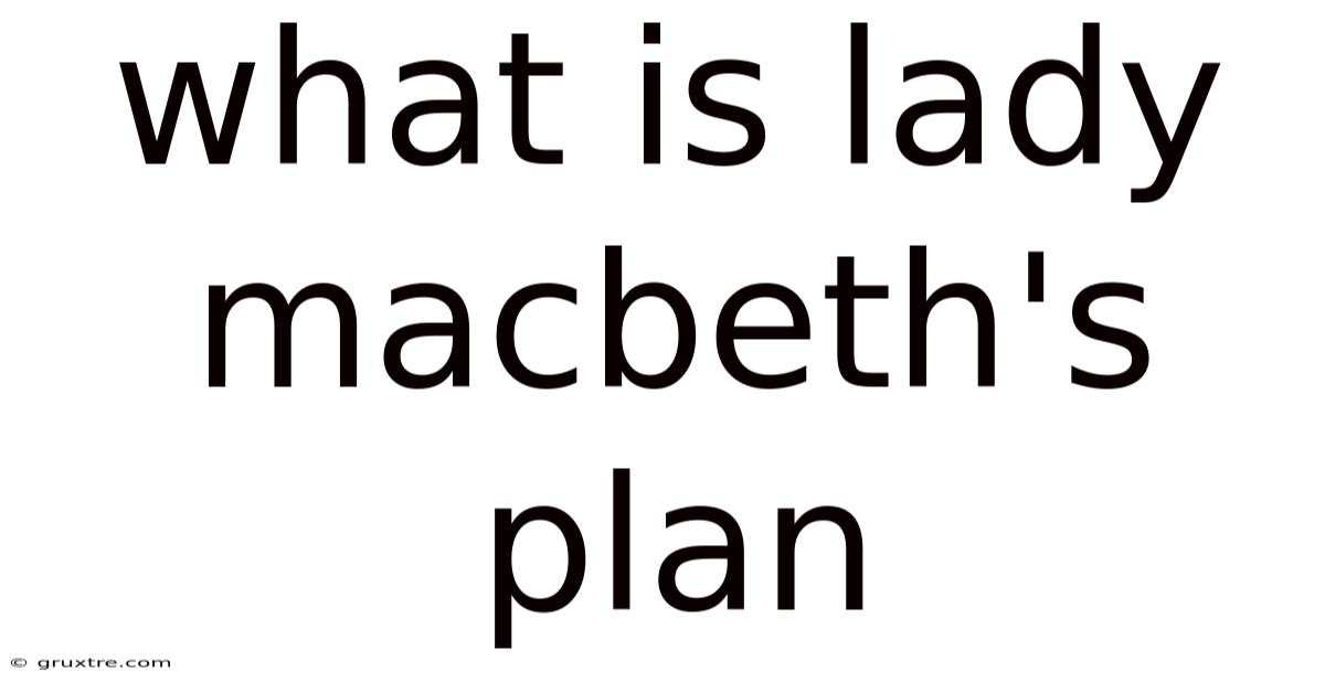 What Is Lady Macbeth's Plan
