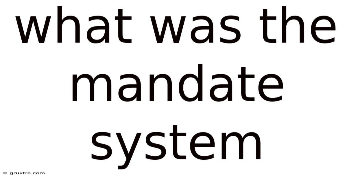 What Was The Mandate System
