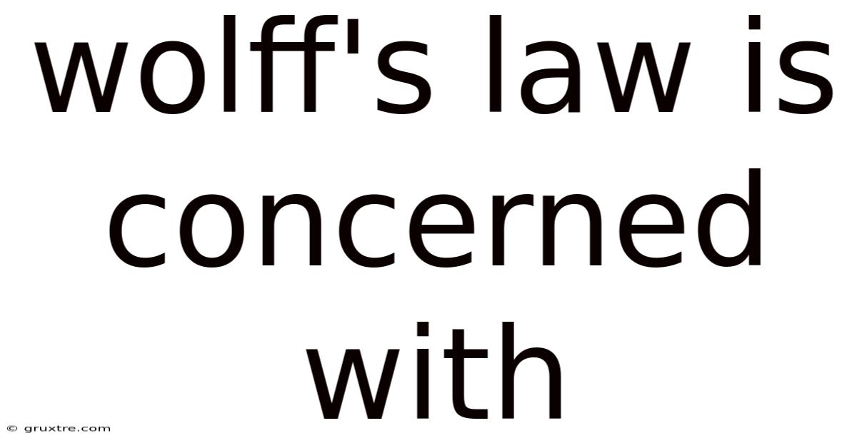 Wolff's Law Is Concerned With