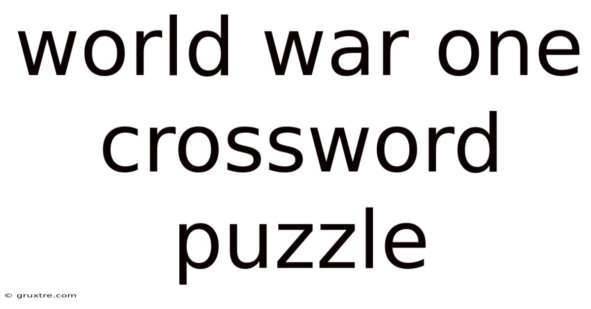 World War One Crossword Puzzle