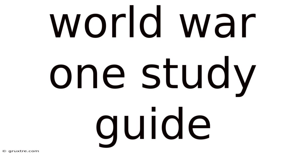 World War One Study Guide